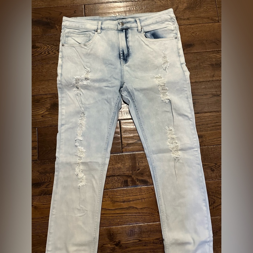 Young & Reckless Blue Skinny Jeans Distressed